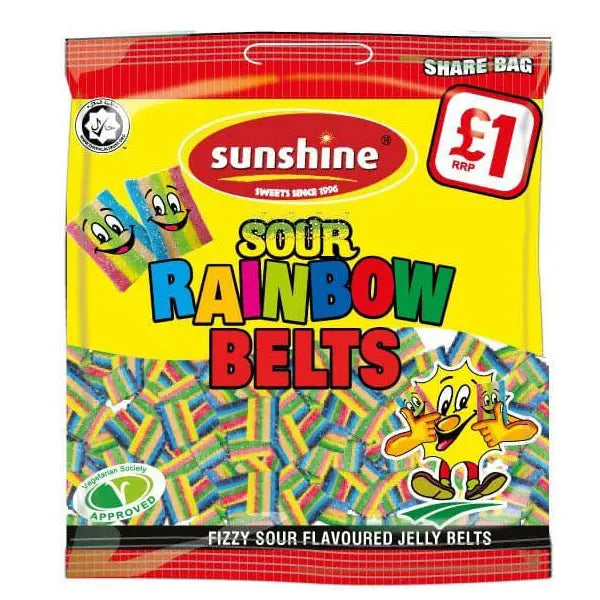 Sunshine Sour Rainbow Belts 120g  @SaveCo Online Ltd