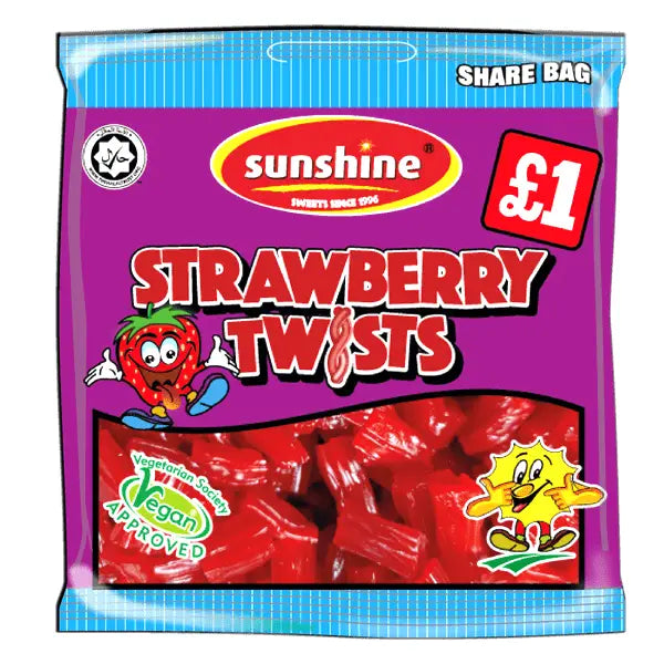 Sunshine Strawberry Twists Share Bag 120g @SaveCo Online Ltd