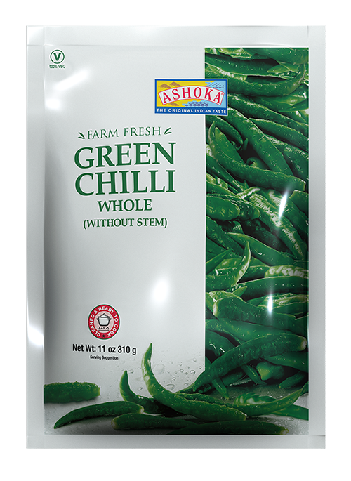 Frozen Ashoka Green Chilli Without Stem 310g