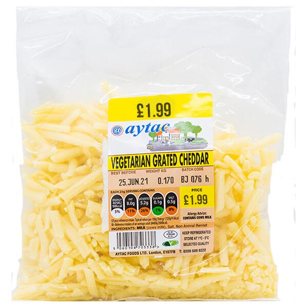 Aytac Vegetarian Grated Cheddar @SaveCo Online Ltd