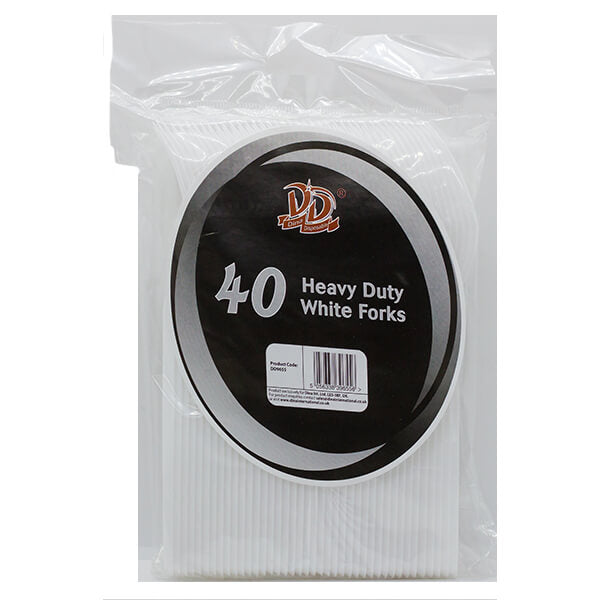 Dina Disposable 40 Heavy Duty White Forks @ SaveCo Online Ltd