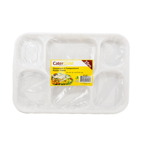 Cater Gold Six Compartment Disposable Foam Plates - 25pk @ SaveCo Online Ltd
