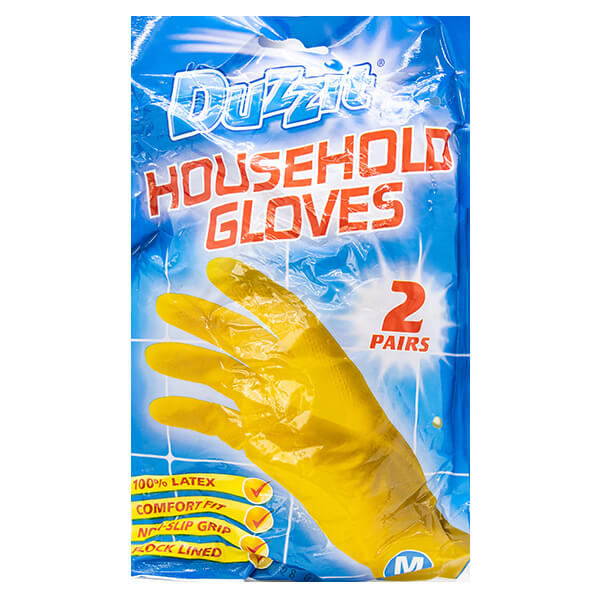 Duzzit Household Gloves 2 Pairs Medium @SaveCo Online Ltd