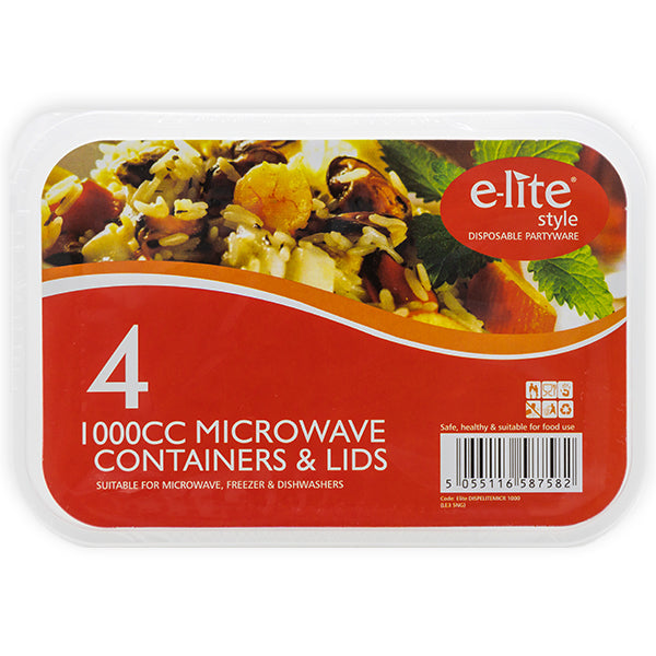 E-Lite 4 1000cc Microwave Container & Lids @ SaveCo Online Ltd