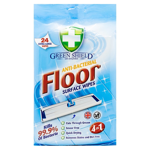 Green Shield Anti-Bacterial Floor Wipes 24 Wipes @SaveCo Online Ltd