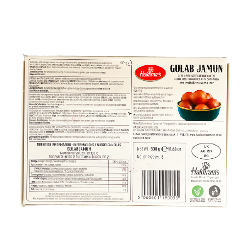 Haldiram's Gulab Jamun Nutritional Information @ SaveCo Online Ltd