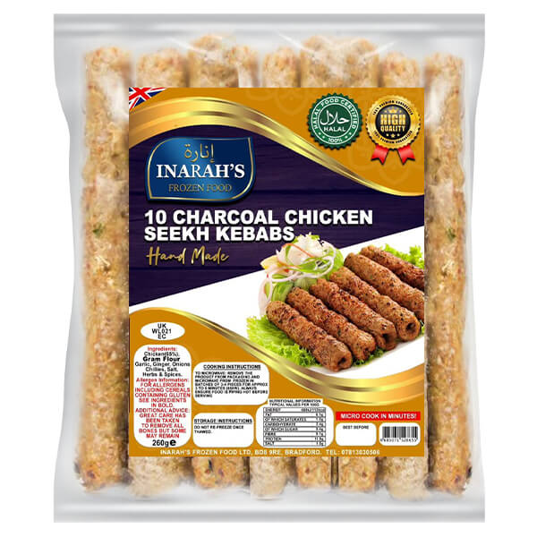 Inarah's 10 Chicken Charcoal Seekh Kebabs (260g) @ SaveCo Online Ltd