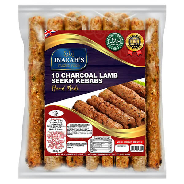 Inarah's 10 Lamb Charcoal Seekh Kebabs 260g @ SaveCo Online Ltd