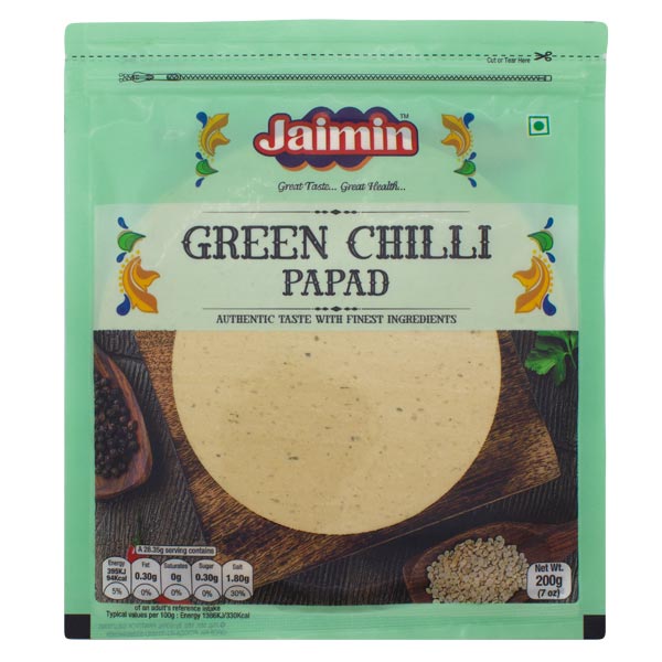 Jaimin Green Chilli Papad 200g @SaveCo Online Ltd