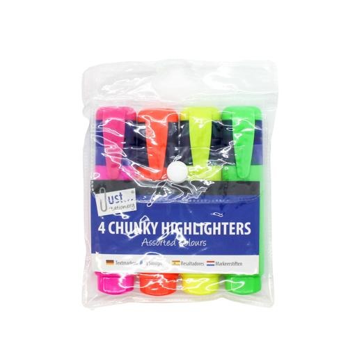 Just Stationery 4 Chunky Highlighters @ SaveCo Online Ltd