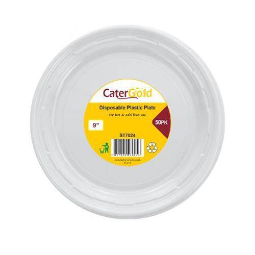 Cater Gold 9" Plastic Plates 50pk @ SaveCo Online Ltd