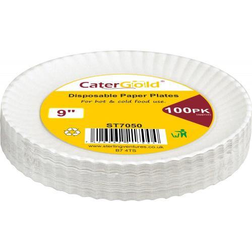 Cater Gold paper plates 9"- 100pk @SaveCo Online Ltd