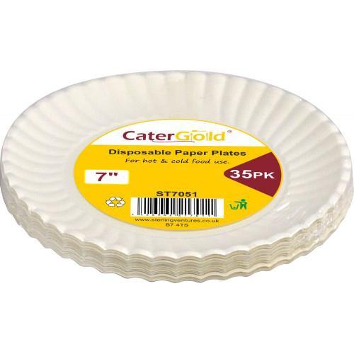 Cater Gold paper plates 7"- 35pk SaveCo Online Ltd