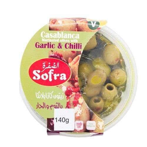 Sofra marinated garlic & chilli casablanca olives SaveCo Online Ltd