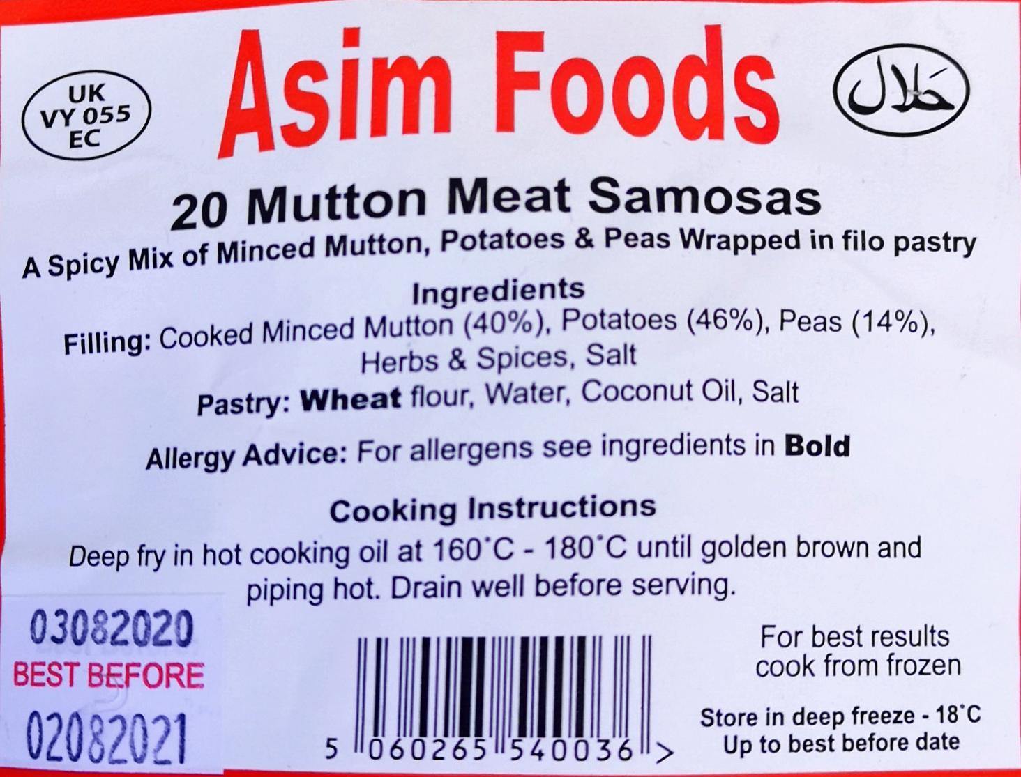 Asim Foods 20 Mutton Meat Samosas (Small) @ SaveCo Online Ltd