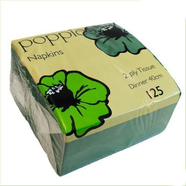 Poppies forest green napkin SaveCo Online Ltd